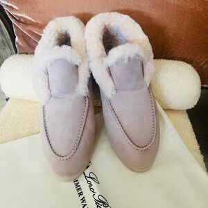 Loro Piana Pink Fur-Lined Slippers